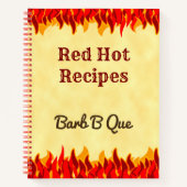 Carnet Recette BBQ Retro modifiable Red Flames (Devant)