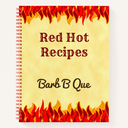 Carnet Recette BBQ Retro modifiable Red Flames (Devant)
