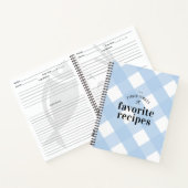 Carnet Recette bleue moderne En vichy famille blanche Rec (Intérieur)