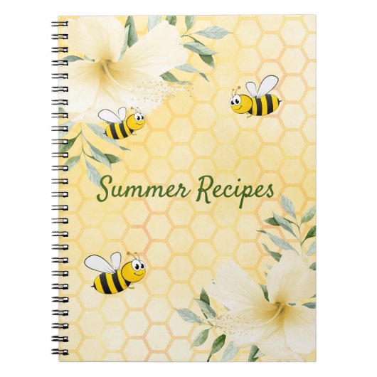Carnet Recette bourdons abeilles jaune nid d'abeille été (Devant)