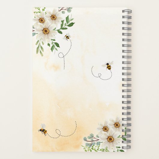 Carnet Recette Budget Floral Honeycomb Bumble Honey Bee R (Verso)