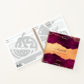 Carnet Recette burgundy violet agate marbre rose or (Intérieur)