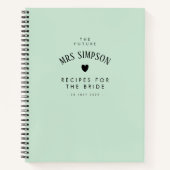 Carnet Recette cadeau Fête des mariées verte Retro (Devant)