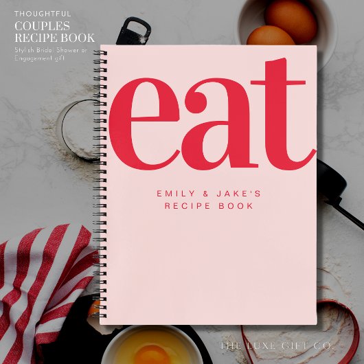 Carnet Recette cadeau Fiançailles moderne Gras Couples Bl