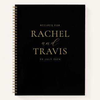 Carnet Recette classique Chic Noir et Or Nouveau marié Re
