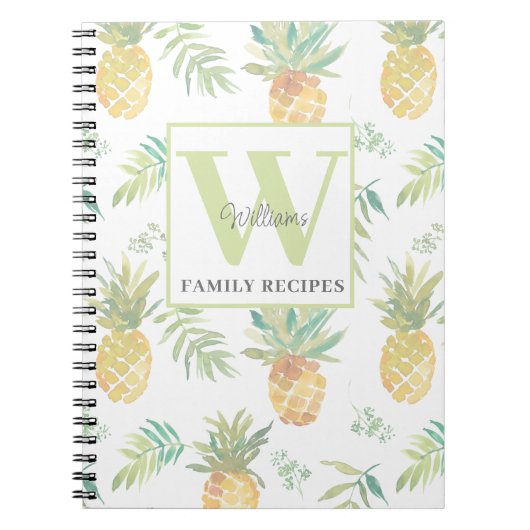 Carnet Recette d'ananas tropicale Monogramme (Devant)
