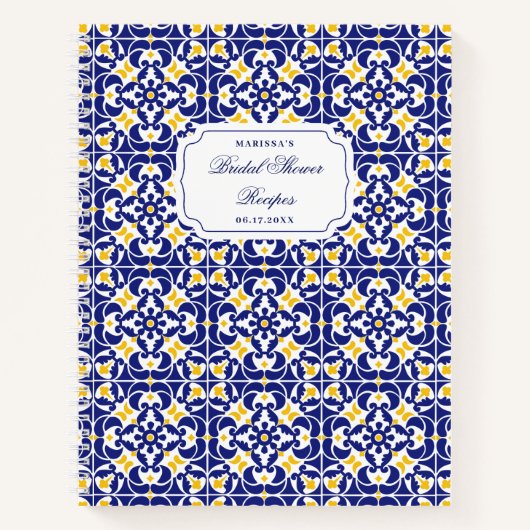 Carnet Recette de Baby Shower de mariage bleu méditerrané (Devant)