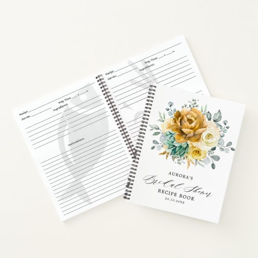 Carnet Recette de Baby Shower de Mariage Fleurie Jaune Mo (Intérieur)