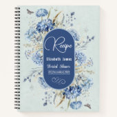 Carnet Recette de Baby Shower Fleurie Bleu Poussiéreux et (Devant)