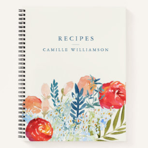 Carnet Recette de Baby Shower Floral Aquarelle Vintage 