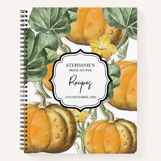 Carnet Recette de Baby Shower Mariage Citrouilles Automne (Devant)