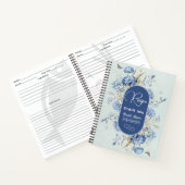 Carnet Recette de Baby Shower Mariage Fleurs Bleu Poussié (Intérieur)