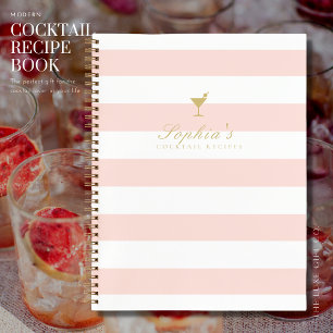 Carnet Recette de cocktail blanc chic et blanc en bande d