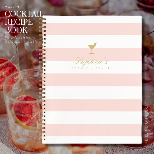 Carnet Recette de cocktail blanc chic et blanc en bande d