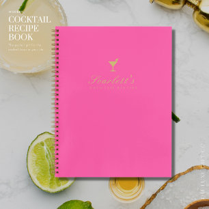 Carnet Recette de cocktail tendance rose chic et blanc or