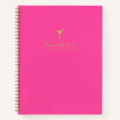 Carnet Recette de cocktail tendance rose chic et blanc or (Devant)