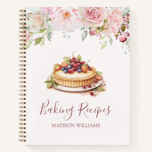 Carnet Recette de cuisson à la fleur de rose rose jolie (Devant)