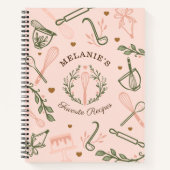 Carnet Recette de cuisson et d'ustensile de Cuisine rose  (Devant)