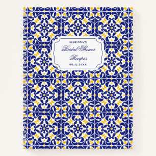 Carnet Recette de douche nuptiale bleue et jaune méditerr