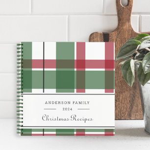 Carnet Recette de famille à carreaux de Noël classique