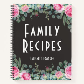 Carnet Recette de famille personnalisée chic moderne rose