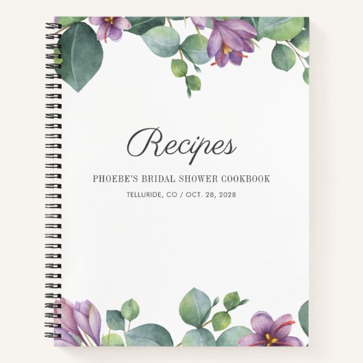 Carnet Recette de Fête de Fiançailles au Eucalyptus Botan (Devant)