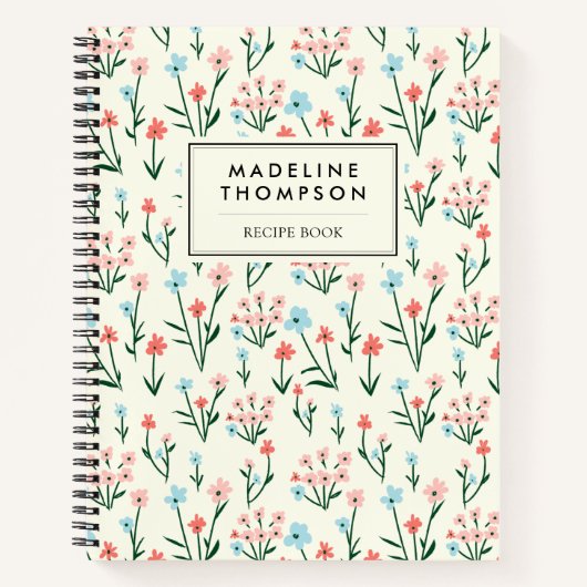 Carnet Recette de fleur botanique florale simple rose ble (Devant)