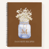 Carnet Recette de fleur de marguerite blanche monogrammée (Devant)