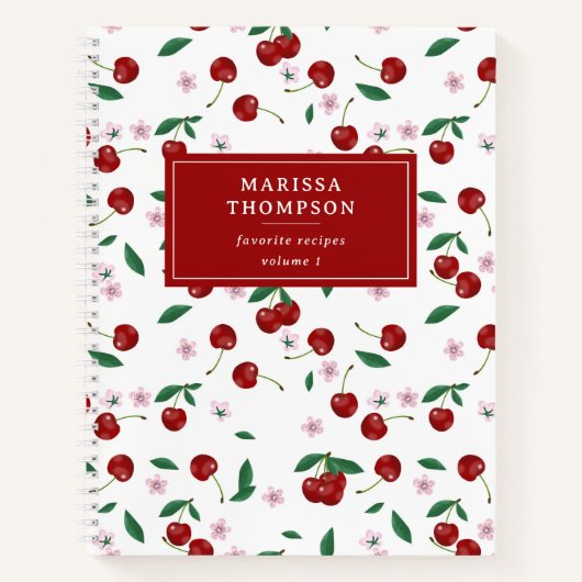 Carnet Recette de fleurs de cerises rouges (Devant)
