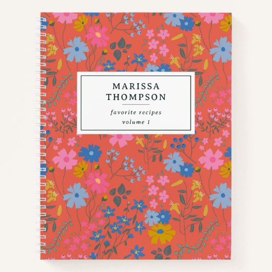 Carnet Recette de fleurs sauvages florales rouges Boho mo (Devant)