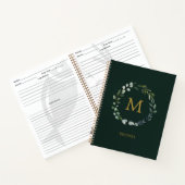 Carnet Recette de germe de feuille d'âge vert monogramme (Intérieur)