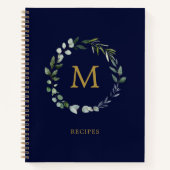 Carnet Recette de germe de feuille d'âge vert monogramme (Devant)