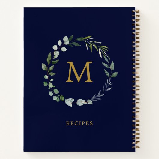 Carnet Recette de germe de feuille d'âge vert monogramme (Dos)