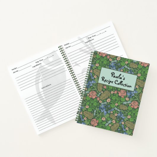 Carnet Recette de jardin anglais avec une libellule vinta (Intérieur)