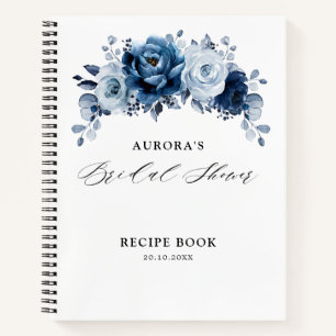Carnet Recette de Mariage Dusty Blue Slate Navy Floral