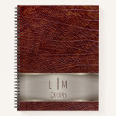 Carnet Recette de monogramme aspect cuir rouge (Devant)