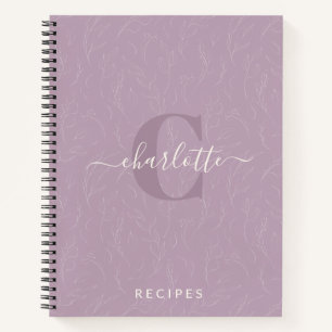 Carnet Recette de monogramme botanique Lilac rustique él