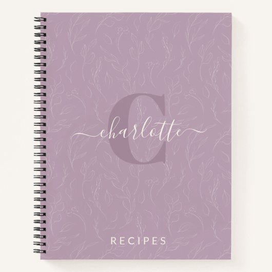Carnet Recette de monogramme botanique Lilac rustique élé (Devant)