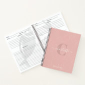 Carnet Recette de monogramme botanique rose rustique élég (Intérieur)