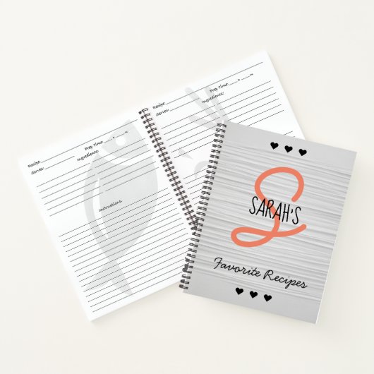 Carnet Recette de monogramme de script moderne personnali (Intérieur)