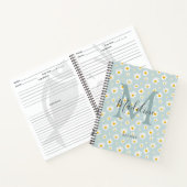 Carnet Recette de monogramme de script sarcelle de daisy (Intérieur)