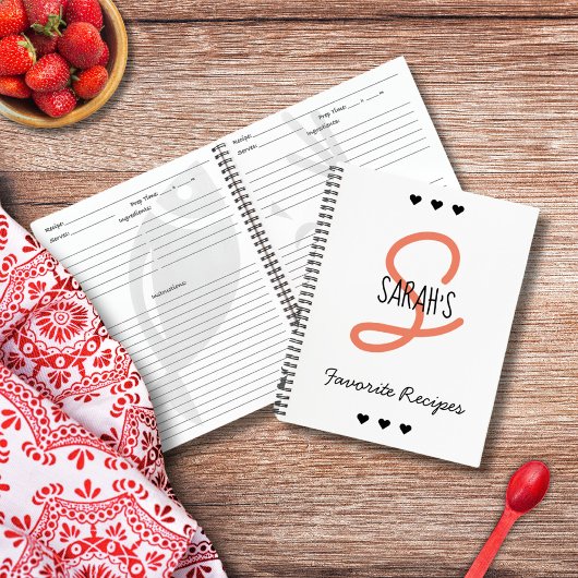 Carnet Recette de monogramme de script simple personnalis