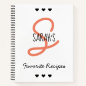 Carnet Recette de monogramme de script simple personnalis (Devant)