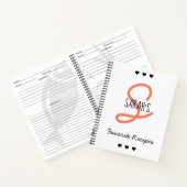 Carnet Recette de monogramme de script simple personnalis (Intérieur)