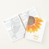 Carnet Recette de monogramme de tournesol (Intérieur)