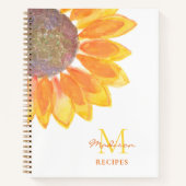 Carnet Recette de monogramme de tournesol (Devant)