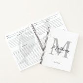 Carnet Recette de monogramme noir moderne blanc gris (Intérieur)