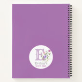 Carnet Recette de monogramme & nom avec fleurs (Dos)
