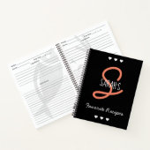 Carnet Recette de monogramme simple noir personnalisé (Intérieur)
