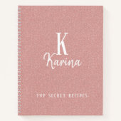 Carnet Recette de nom de script de monogramme rose élégan (Devant)